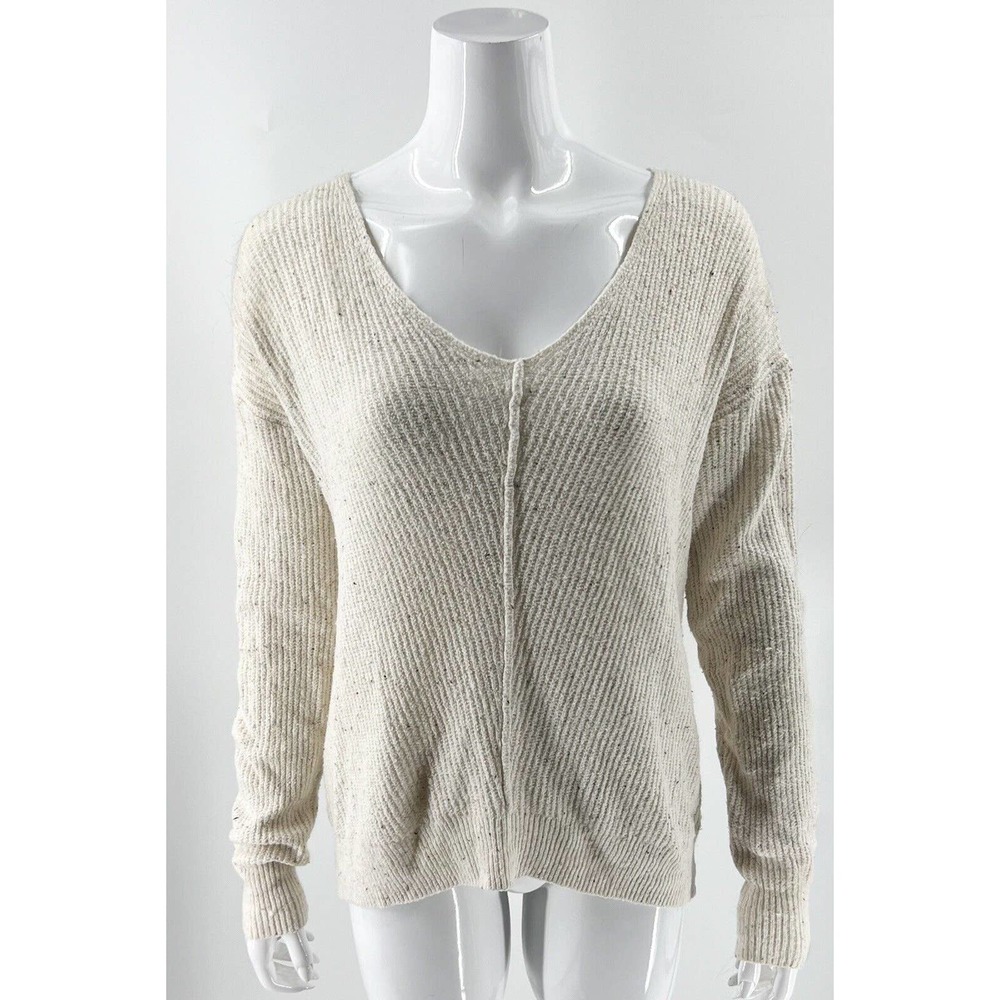 Ruby Moon Womens Pullover Sweater Size S Gray Heather Drop Shoulder Soft V Neck